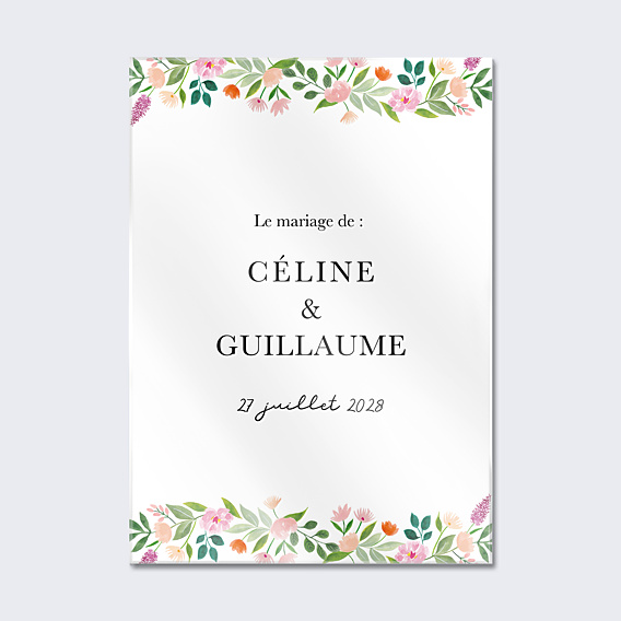 Panneau Mariage Couronne champêtre aquarelle