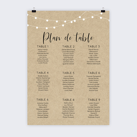 Plan de table mariage Arbre