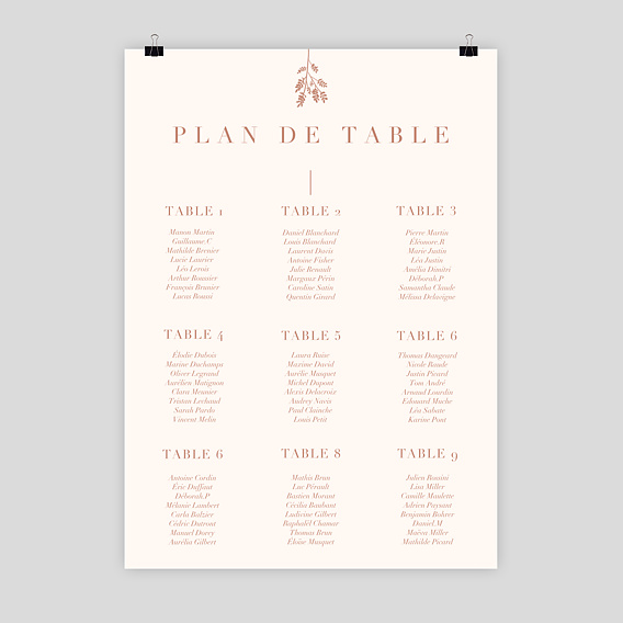 Plan de Table Mariage Botanica