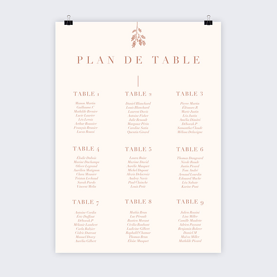 Plan de table mariage Botanica