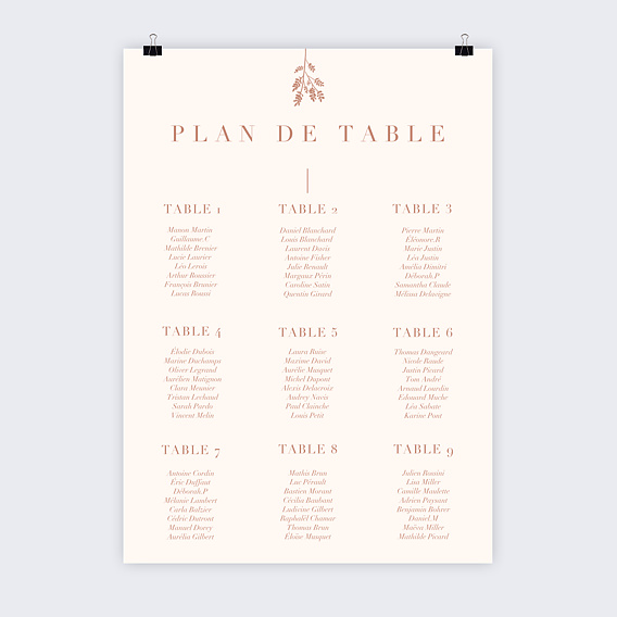 Plan de Table Mariage Botanica