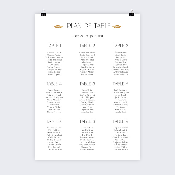 Plan de table mariage Couronne Chic