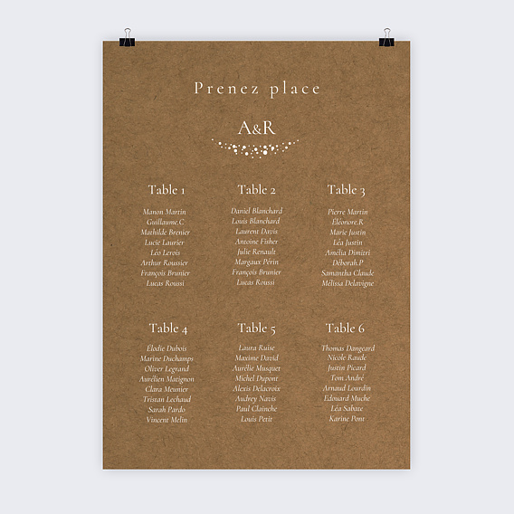 Plan de table mariage Couronne de Dentelle