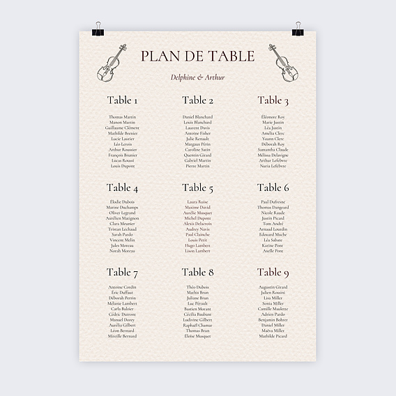 Plan de table mariage Domaine