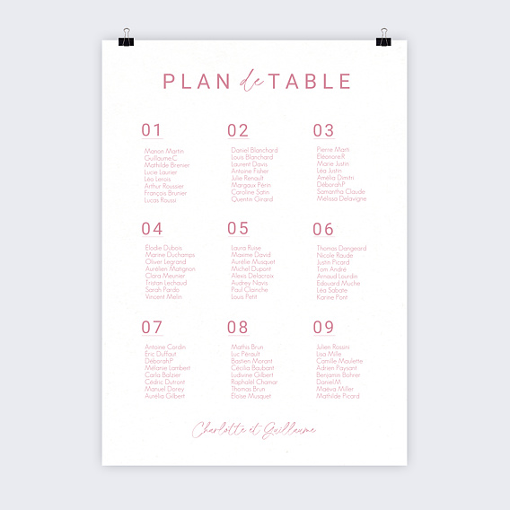 Plan de table mariage Maison Lemoine X Popcarte - Ivory