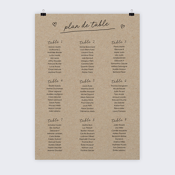Plan de table mariage Message Humoristique