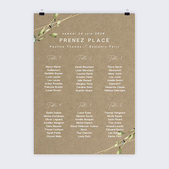 Plan de table mariage Modern Love