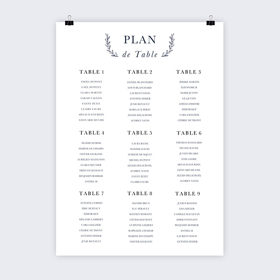 Plan de Table Mariage Passeport