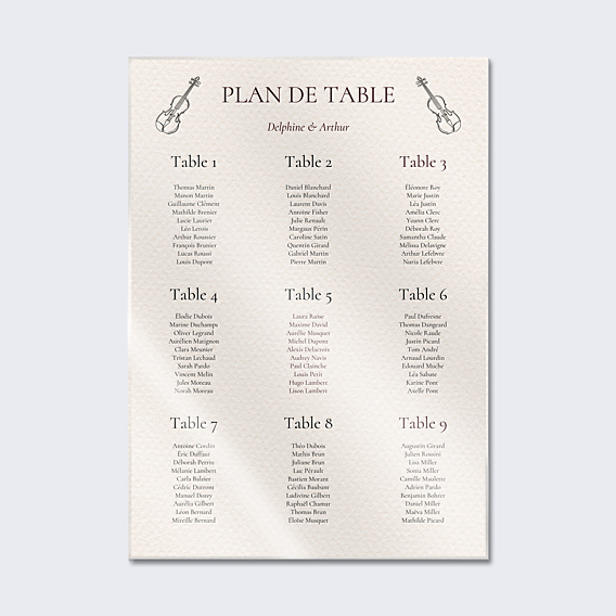 Plan de Table Mariage Domaine
