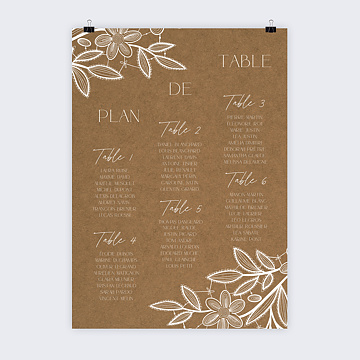 Plan de Table Mariage Dentelle Kraft