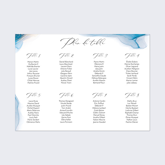Plan de Table Mariage Opaline