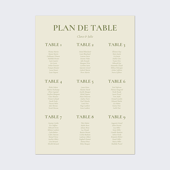 Plan de Table Mariage Bloom floral