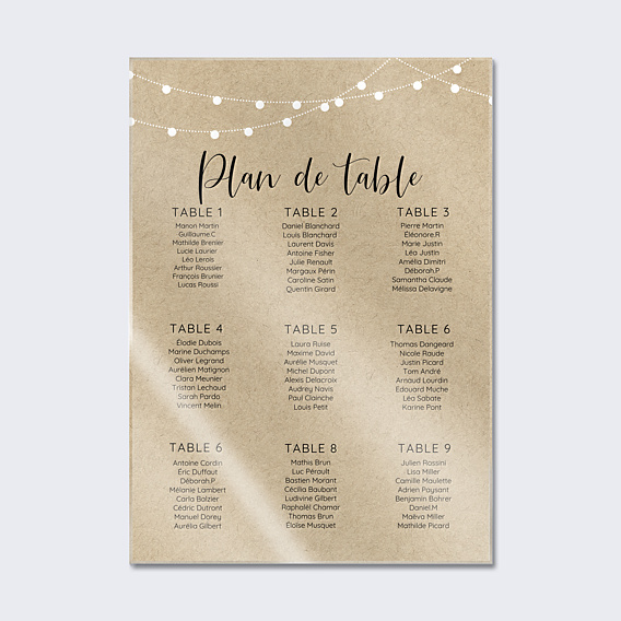 Plan de Table Mariage Arbre