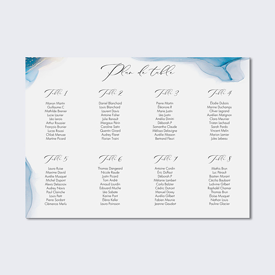 Plan de Table Mariage Opaline