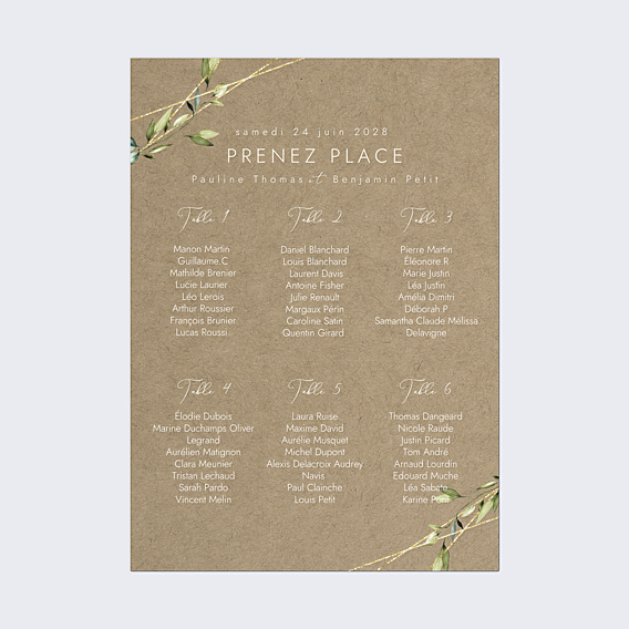 Plan de Table Mariage Modern Love