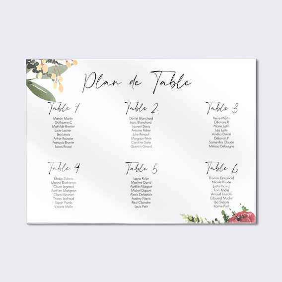 Plan de Table Mariage Wild Flowers