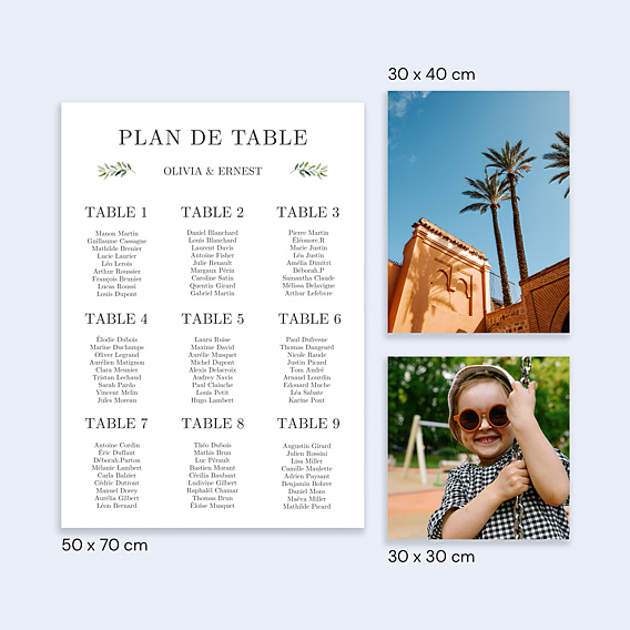 Plan de Table Mariage Végétal Classique