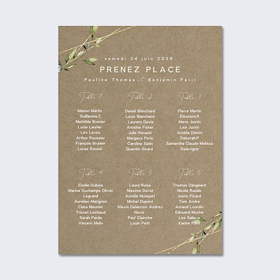 Plan de Table Mariage Modern Love