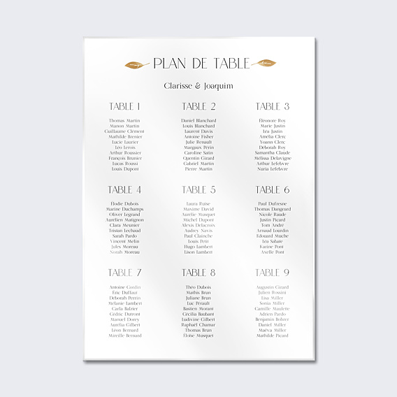 Plan de Table Mariage Couronne Chic
