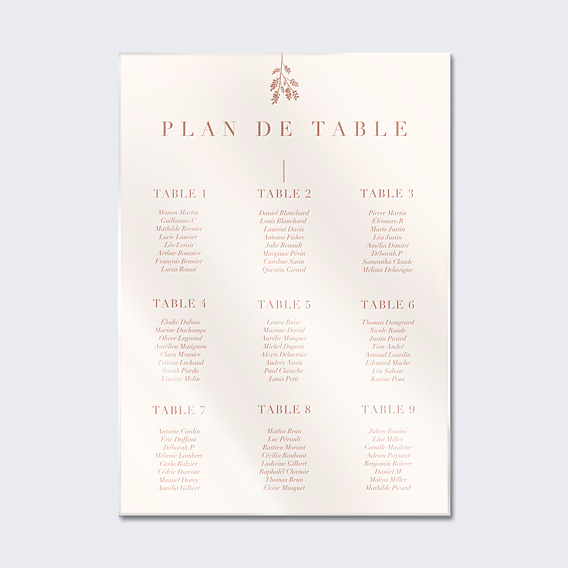 Plan de Table Mariage Botanica
