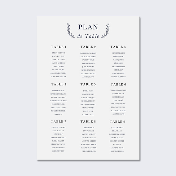 Plan de Table Mariage Passeport