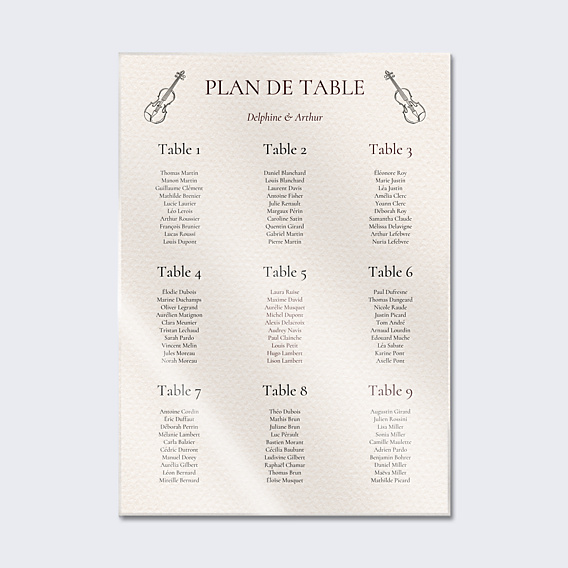 Plan de Table Mariage Domaine