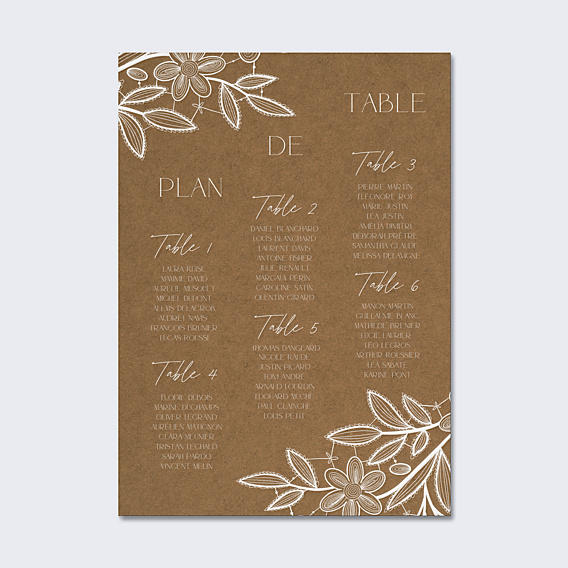 Plan de Table Mariage Dentelle Kraft