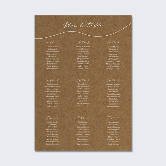 Plan de Table Mariage Célébration