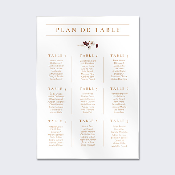 Plan de Table Mariage Étiquette Jardin Sauvage