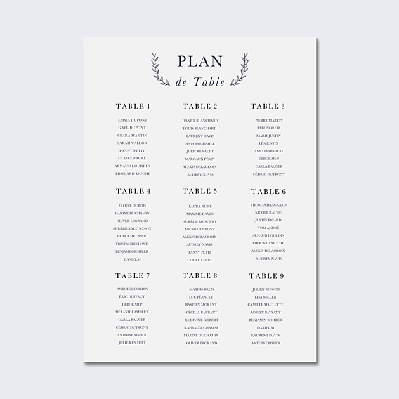 Plan de Table Mariage Passeport