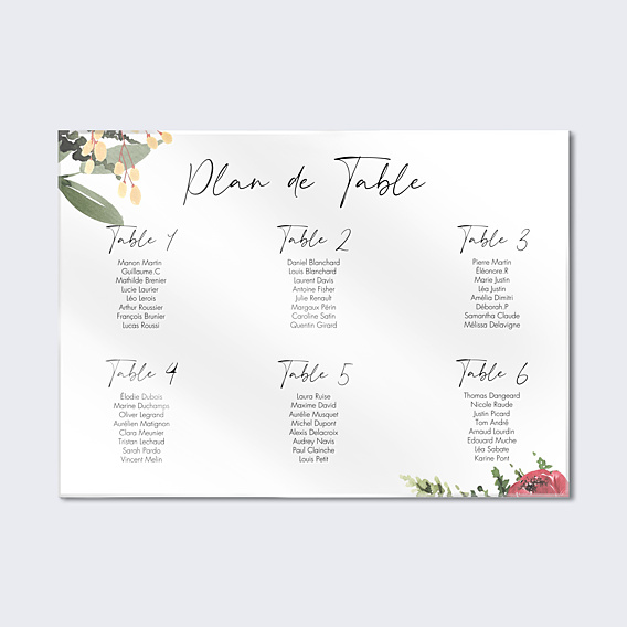 Plan de Table Mariage Wild Flowers
