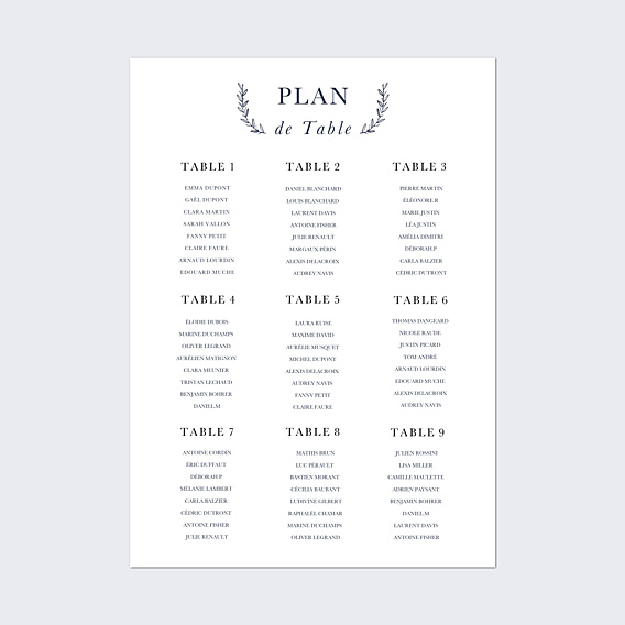 Plan de Table Mariage Passeport