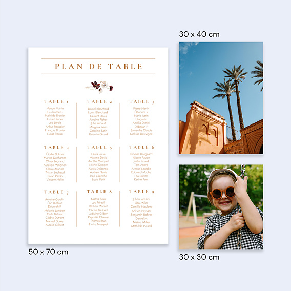 Plan de Table Mariage Étiquette Jardin Sauvage
