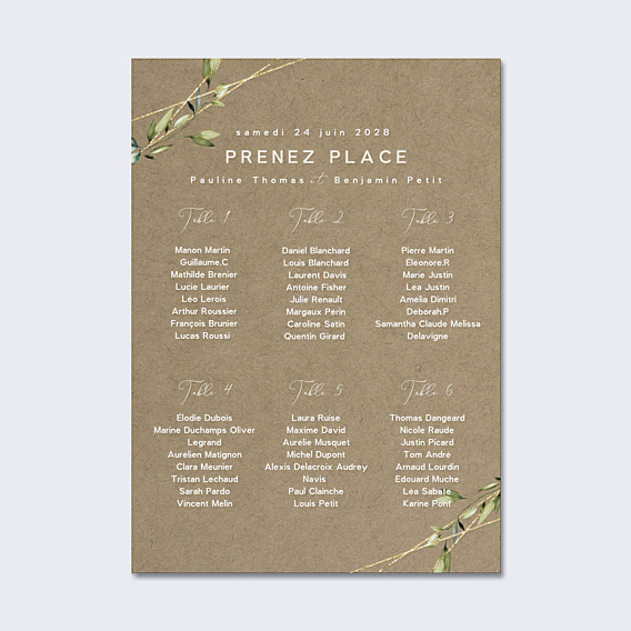 Plan de Table Mariage Modern Love