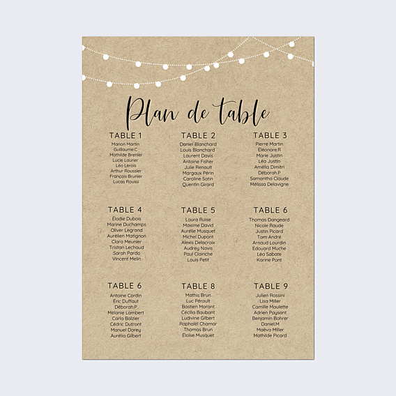 Plan de Table Mariage Arbre