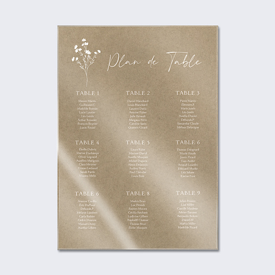 Plan de Table Mariage Bouquet Champêtre