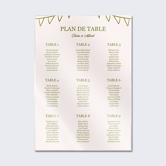 Plan de Table Mariage Table de fête
