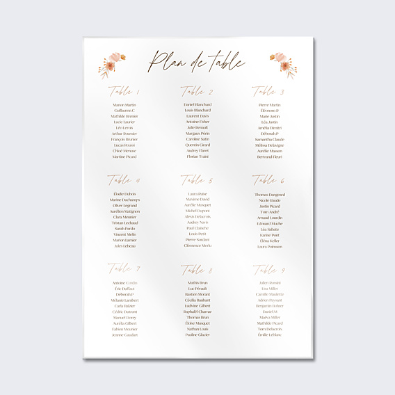 Plan de Table Mariage Flower of Fall