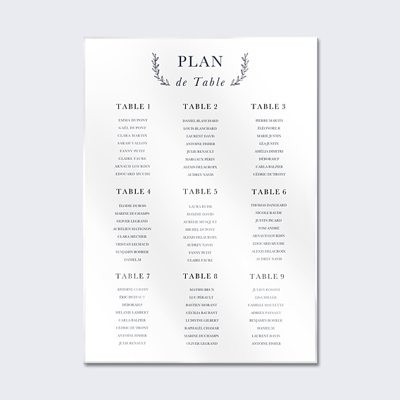 Plan de Table Mariage Passeport