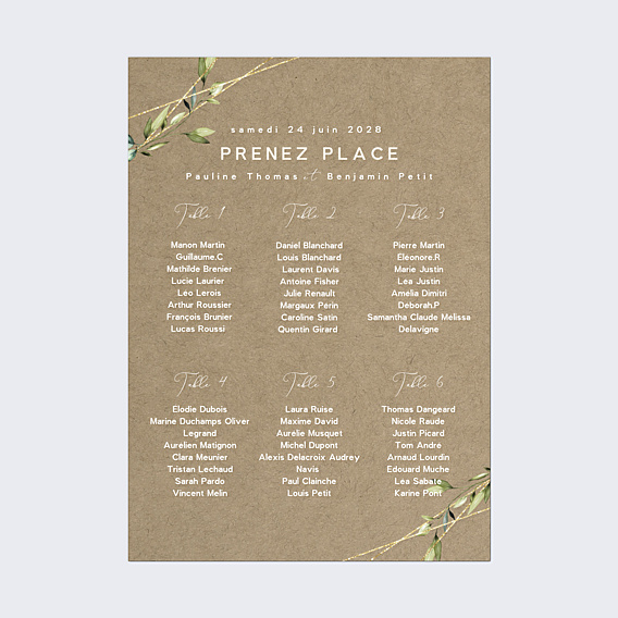 Plan de Table Mariage Modern Love