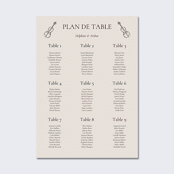Plan de Table Mariage Domaine