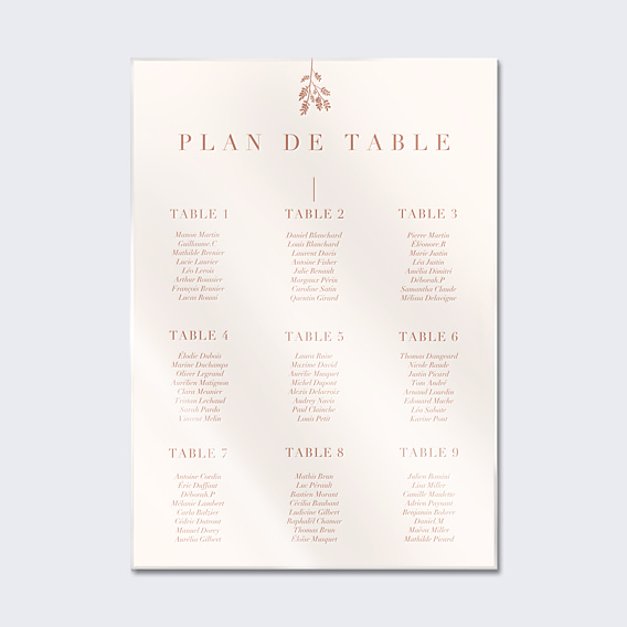 Plan de Table Mariage Botanica