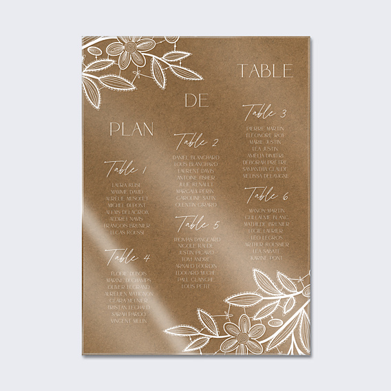 Plan de Table Mariage Dentelle Kraft