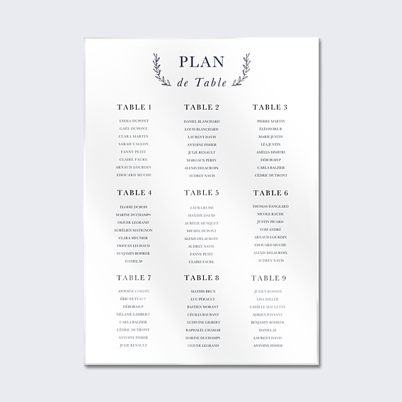 Plan de Table Mariage Passeport
