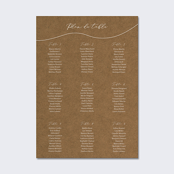 Plan de Table Mariage Célébration