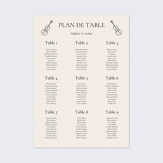 Plan de Table Mariage Domaine