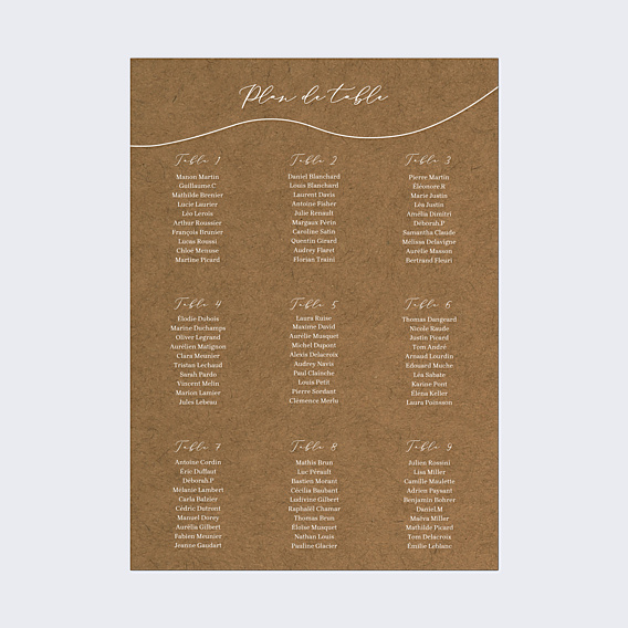 Plan de Table Mariage Célébration