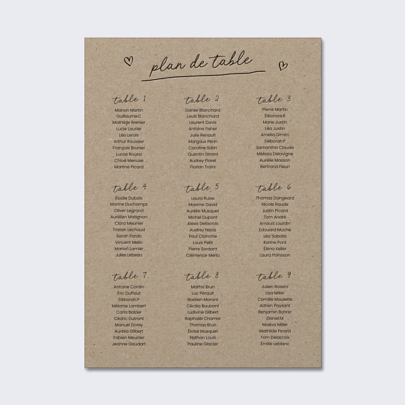 Plan de Table Mariage Message Humoristique
