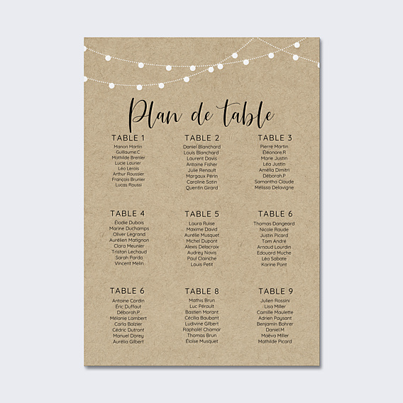 Plan de Table Mariage Arbre