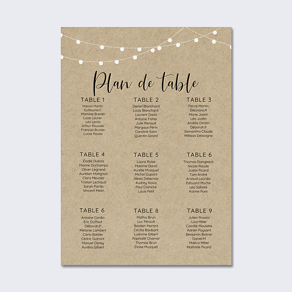 Plan de Table Mariage Arbre